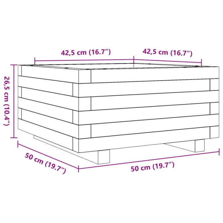 Sodo lovelis, baltas, 50x50x26,5cm, pušies medienos masyvas