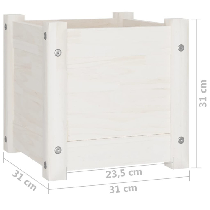 Sodo lovelis, baltas, 31x31x31cm, pušies medienos masyvas