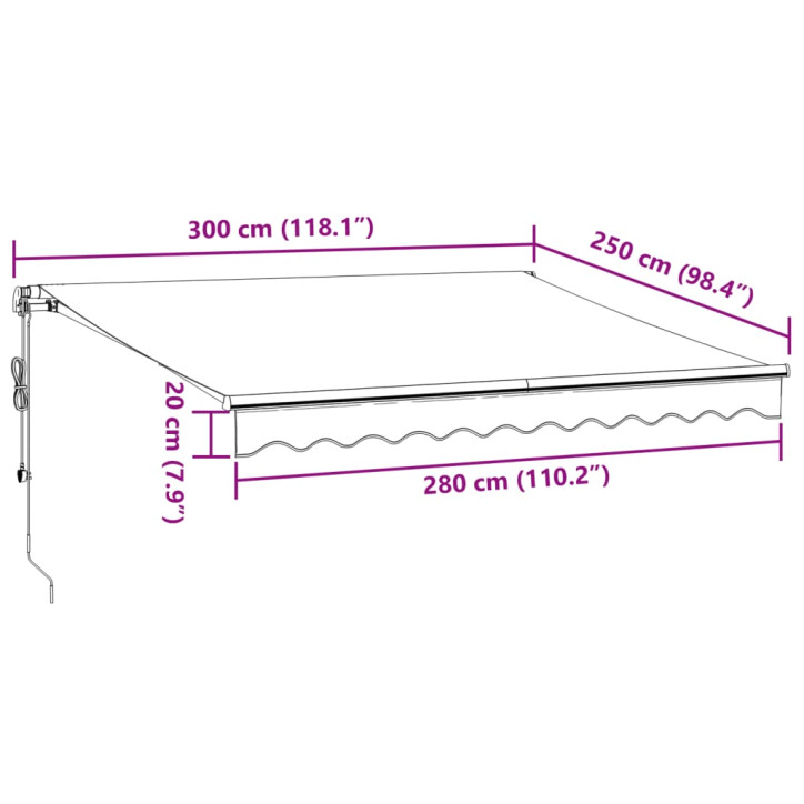 Automatinė ištraukiama markizė, antracito ir balta, 300x250cm