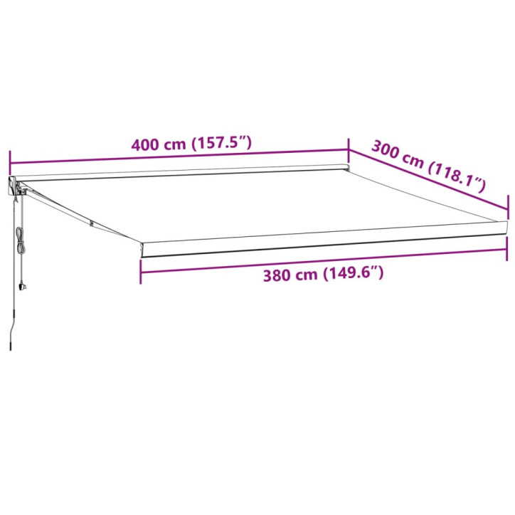 Ištraukiama markizė, antracito/balta, 4x3m, audinys/aliuminis