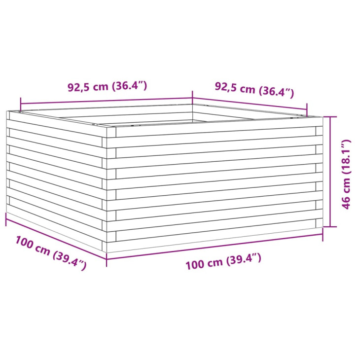 Sodo lovelis, 100x100x46cm, impregnuota pušies mediena