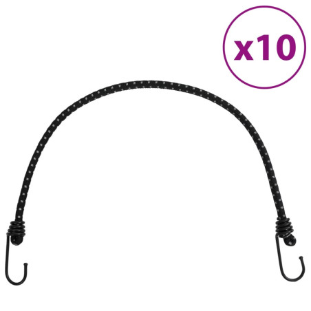 Bungee virvelės su juostelėmis ir kabliukais, 10vnt., 59cm