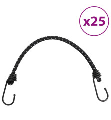 Bungee virvelės su juostelėmis ir kabliukais, 25vnt., 38cm