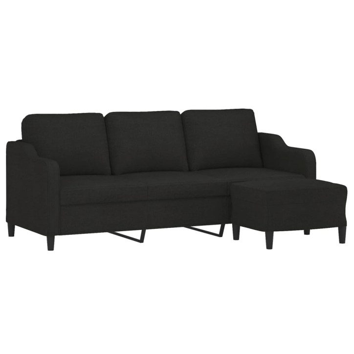 Trivietė sofa su pakoja, juodos spalvos, 180cm, audinys