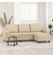 Trivietė sofa su pakoja, kreminės spalvos, 180cm, audinys