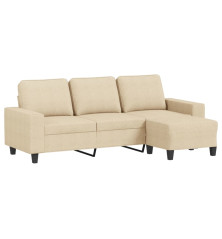 Trivietė sofa su pakoja, kreminės spalvos, 180cm, audinys