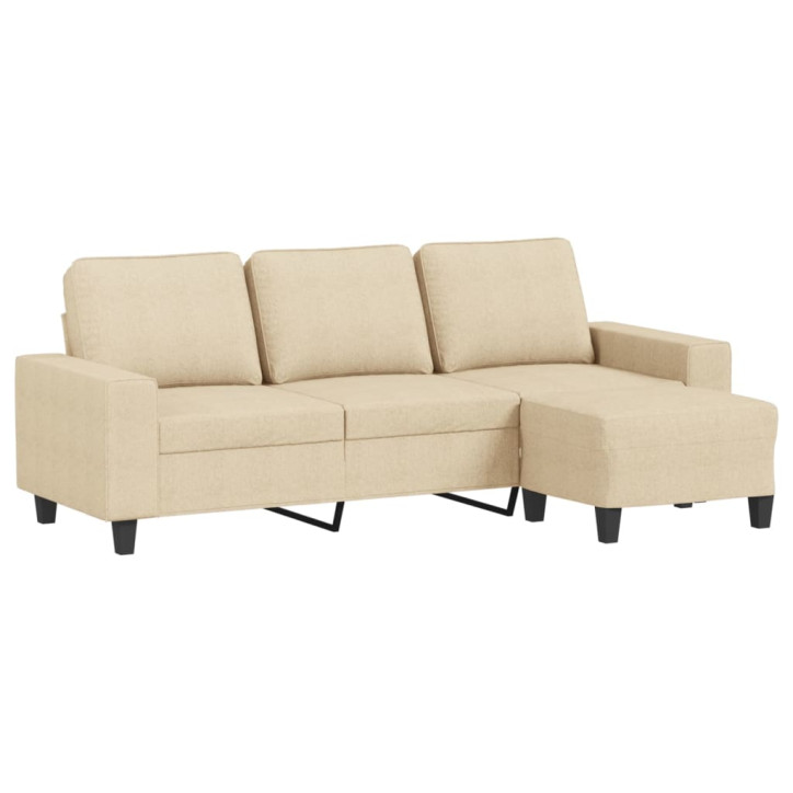 Trivietė sofa su pakoja, kreminės spalvos, 180cm, audinys