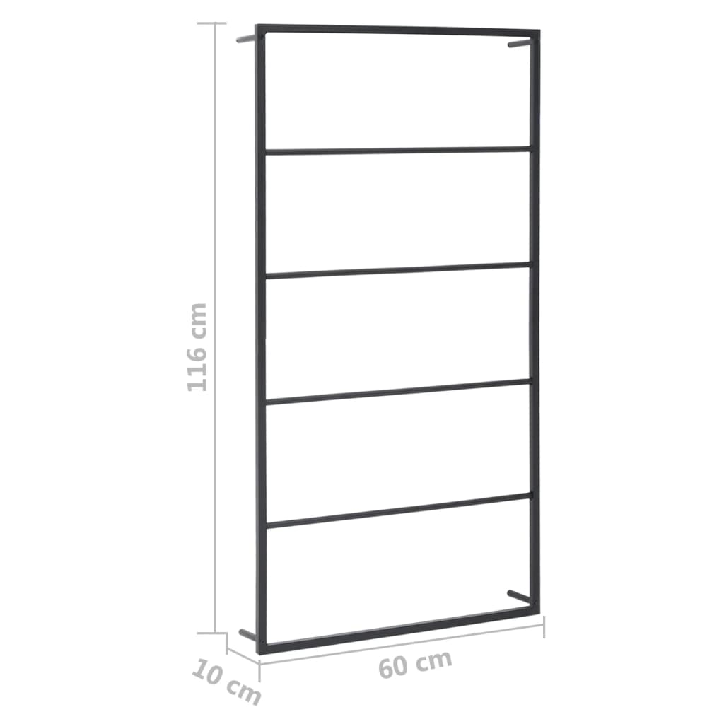 Rankšluosčių kabykla, juodos spalvos, 60x10x116cm, plienas