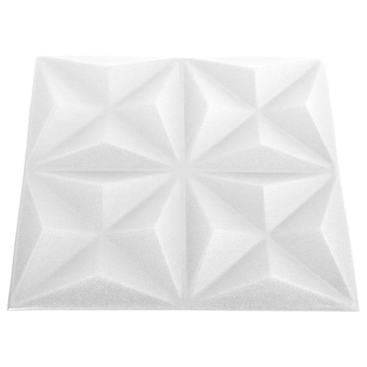 3D sienų plokštės, 12vnt., origami baltos, 50x50cm, 3m²
