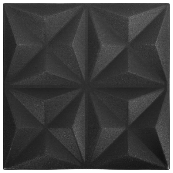 3D sienų plokštės, 12vnt., origami juodos, 50x50cm, 3m²