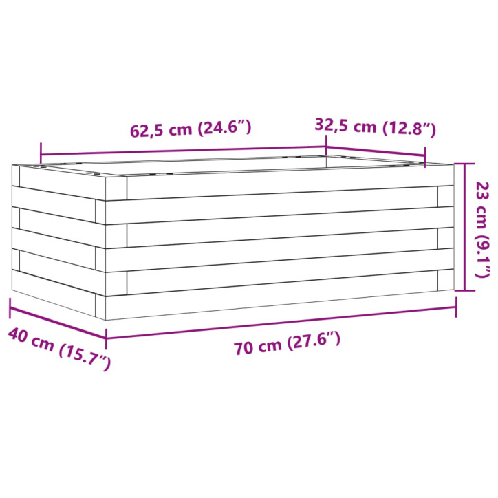 Sodo lovelis, 70x40x23cm, impregnuota pušies mediena