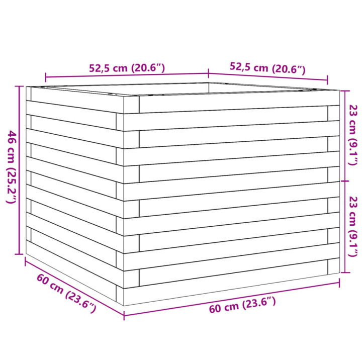 Sodo lovelis, 60x60x46cm, impregnuota pušies mediena