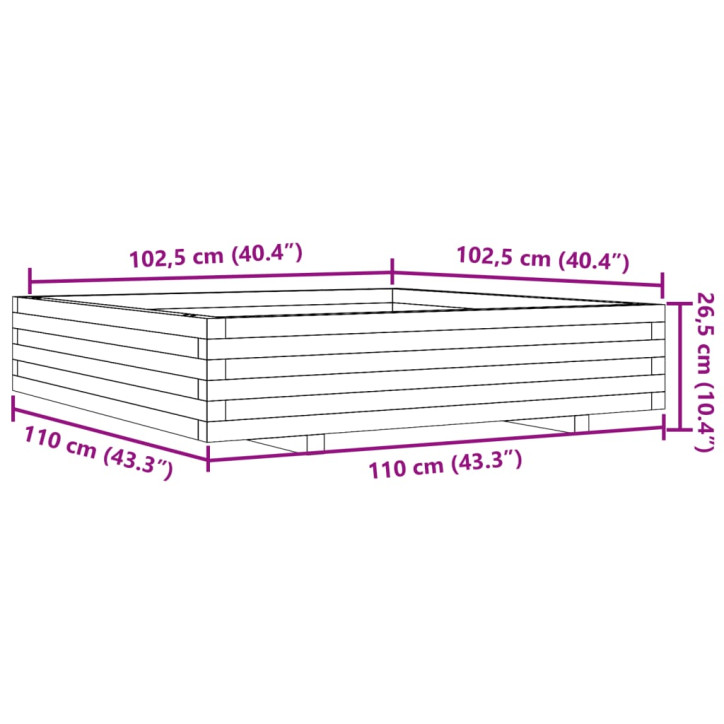 Sodo lovelis, 110x110x26,5cm, impregnuota pušies mediena