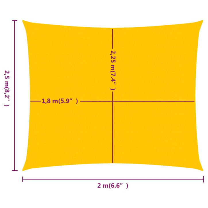 Burė nuo saulės, geltonos spalvos, 2x2,5m, HDPE, 160g/m²