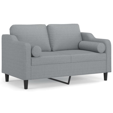 Dvivietė sofa su pagalvėlėmis, šviesiai pilka, 120cm, audinys