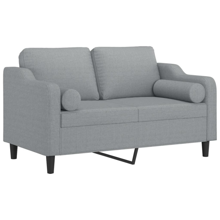 Dvivietė sofa su pagalvėlėmis, šviesiai pilka, 120cm, audinys