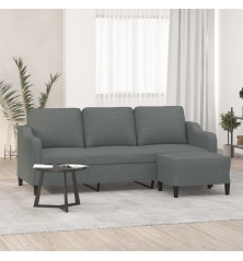 Trivietė sofa su pakoja, tamsiai pilkos spalvos, 180cm, audinys