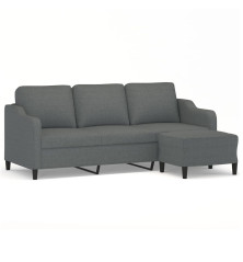 Trivietė sofa su pakoja, tamsiai pilkos spalvos, 180cm, audinys