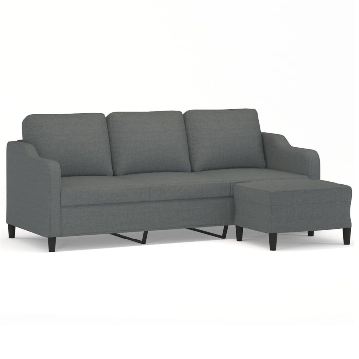 Trivietė sofa su pakoja, tamsiai pilkos spalvos, 180cm, audinys