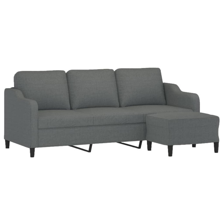 Trivietė sofa su pakoja, tamsiai pilkos spalvos, 180cm, audinys