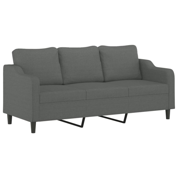 Trivietė sofa su pakoja, tamsiai pilkos spalvos, 180cm, audinys