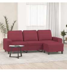 Trivietė sofa su pakoja, raudonojo vyno spalvos, 180cm, audinys