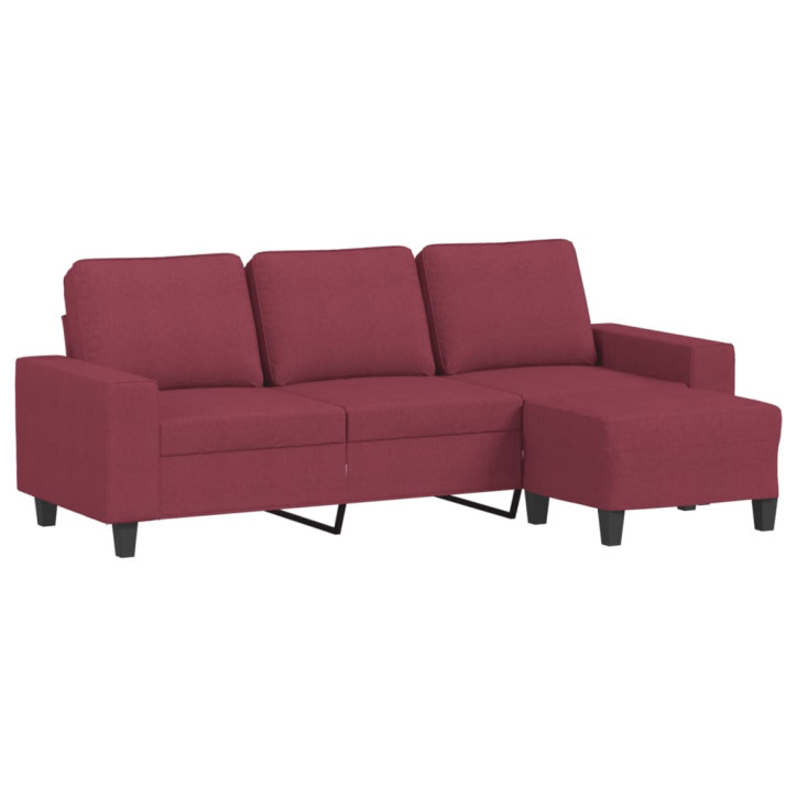 Trivietė sofa su pakoja, raudonojo vyno spalvos, 180cm, audinys