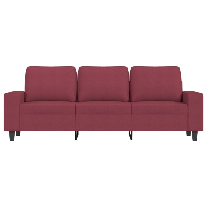 Trivietė sofa su pakoja, raudonojo vyno spalvos, 180cm, audinys