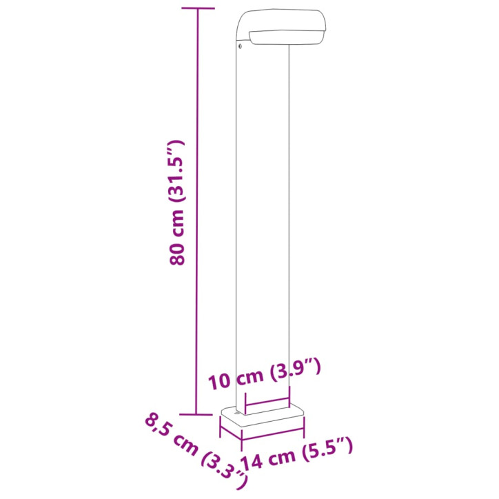 Lauko šviestuvas, 3vnt., juodas, 80cm, aliuminis