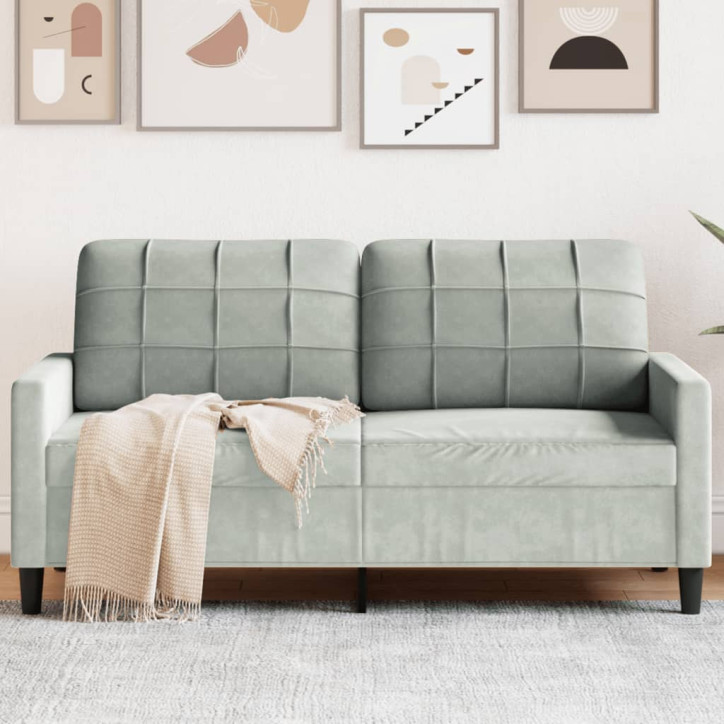 Dvivietė sofa, šviesiai pilkos spalvos, 140cm, aksomas