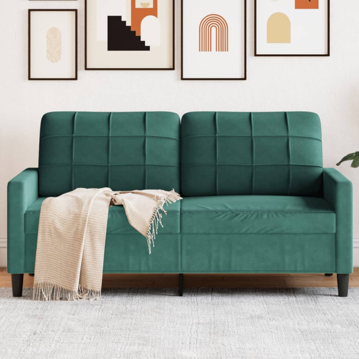 Dvivietė sofa, tamsiai žalios spalvos, 140cm, aksomas