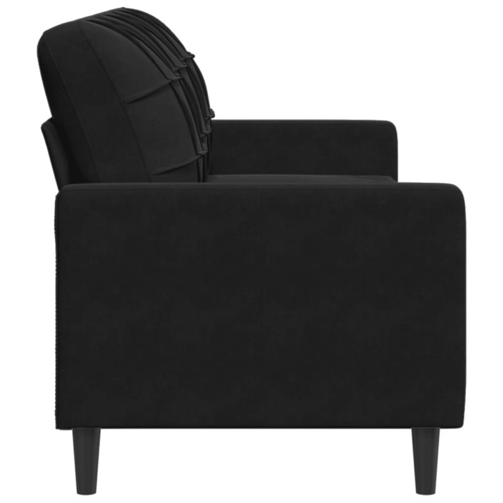 Trivietė sofa, juodos spalvos, 180cm, aksomas