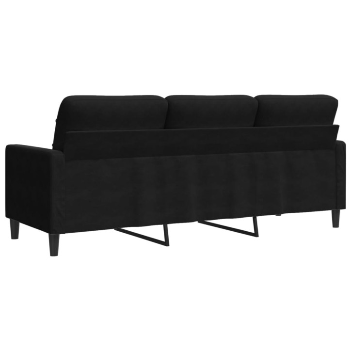 Trivietė sofa, juodos spalvos, 180cm, aksomas