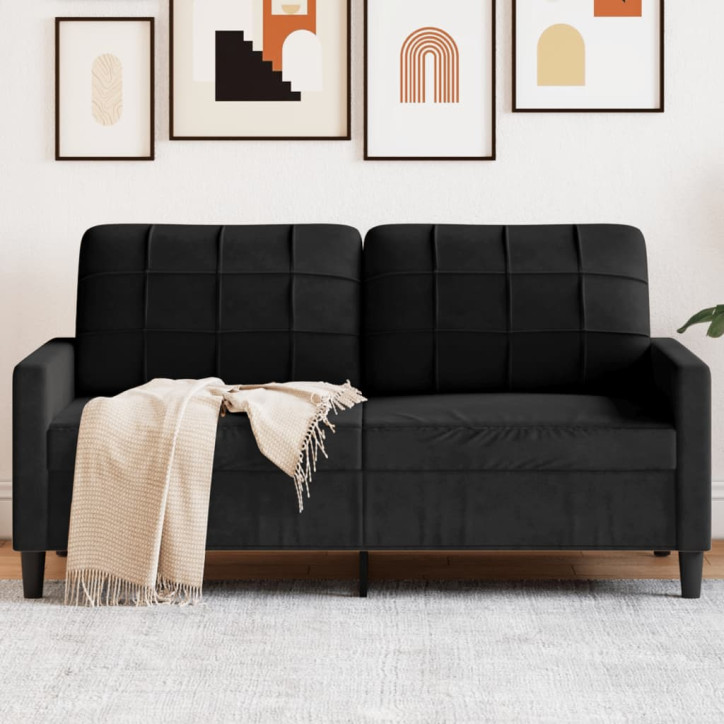 Dvivietė sofa, juodos spalvos, 140cm, aksomas