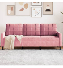 Trivietė sofa, rožinės spalvos, 180cm, aksomas