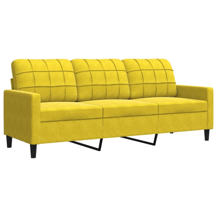 Trivietė sofa, geltonos spalvos, 180cm, aksomas