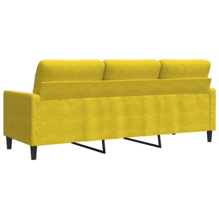 Trivietė sofa, geltonos spalvos, 180cm, aksomas