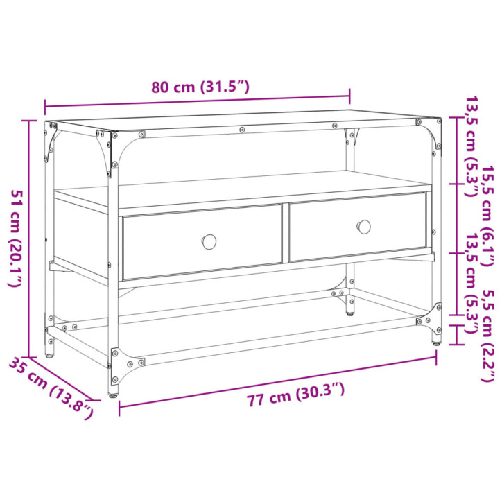 TV spintelė su stikliniu stalviršiu, juoda, 80x35x51cm, mediena