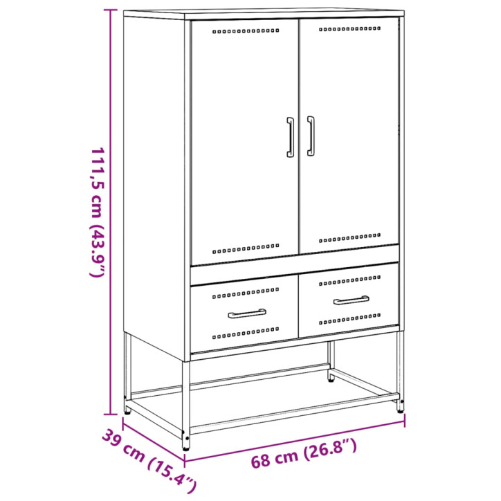 Komoda, juodos, 68x39x111,5cm, šaltai valcuotas plienas