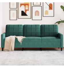 Trivietė sofa, tamsiai žalios spalvos, 180cm, aksomas