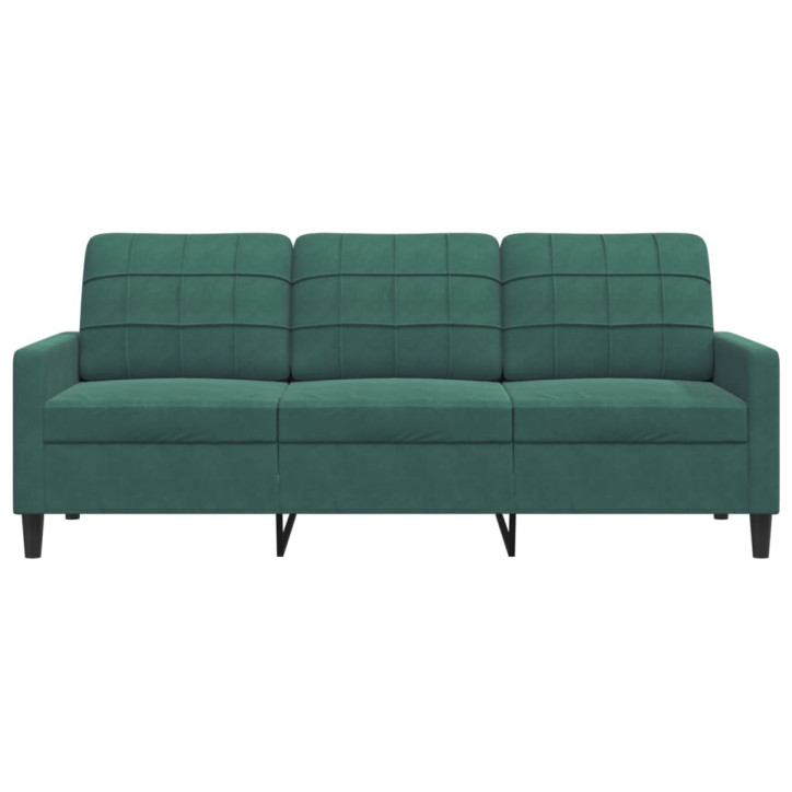 Trivietė sofa, tamsiai žalios spalvos, 180cm, aksomas