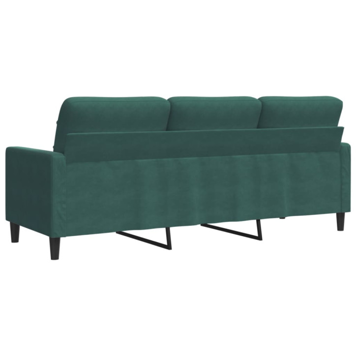 Trivietė sofa, tamsiai žalios spalvos, 180cm, aksomas