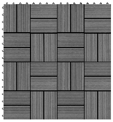 Grindų plytelės, 11vnt., pilkos spalvos, 30x30cm, 1m², WPC