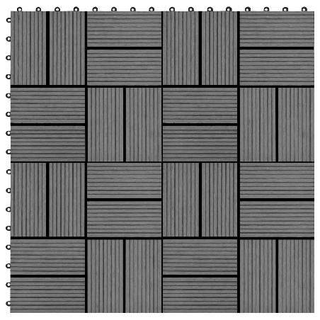 Grindų plytelės, 11vnt., pilkos spalvos, 30x30cm, 1m², WPC