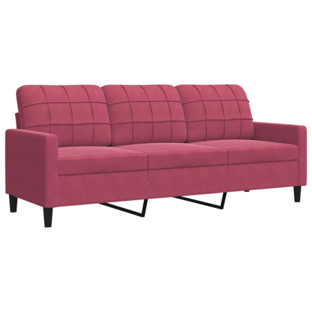 Trivietė sofa, raudonojo vyno spalvos, 180cm, aksomas