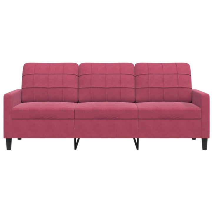 Trivietė sofa, raudonojo vyno spalvos, 180cm, aksomas