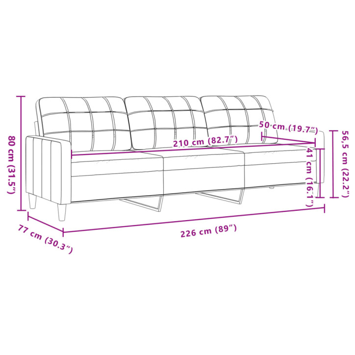 Trivietė sofa, raudonojo vyno spalvos, 180cm, audinys