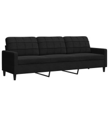 Trivietė sofa, juodos spalvos, 210cm, aksomas