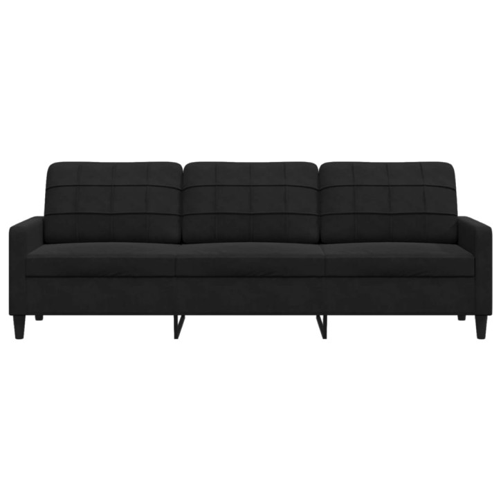 Trivietė sofa, juodos spalvos, 210cm, aksomas