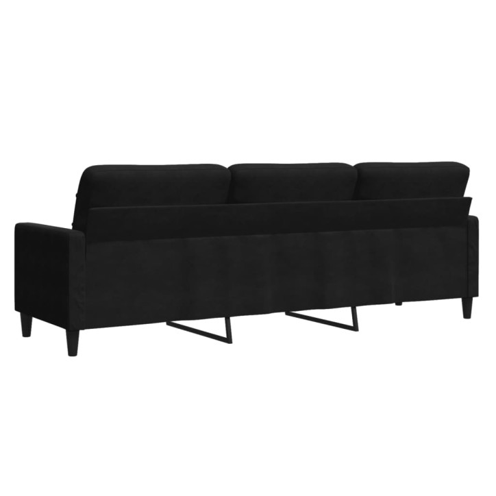 Trivietė sofa, juodos spalvos, 210cm, aksomas